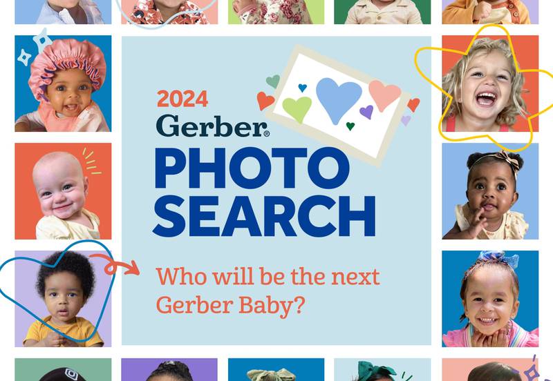 Mosaic of baby photos promoting the Gerber Photo Search.