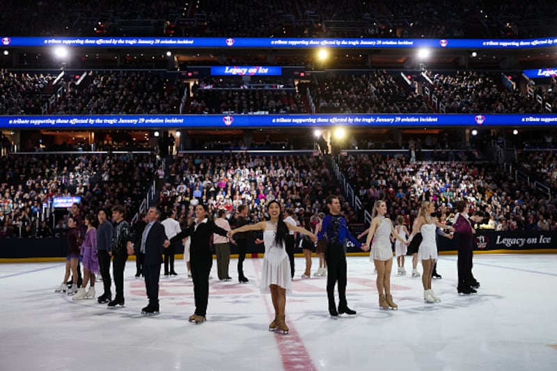 Ice skaters performing